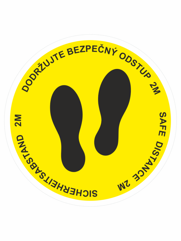 PROSÍM DODRŽUJTE ODSTUP 2M (CZ, ENG, DE) - žlutá