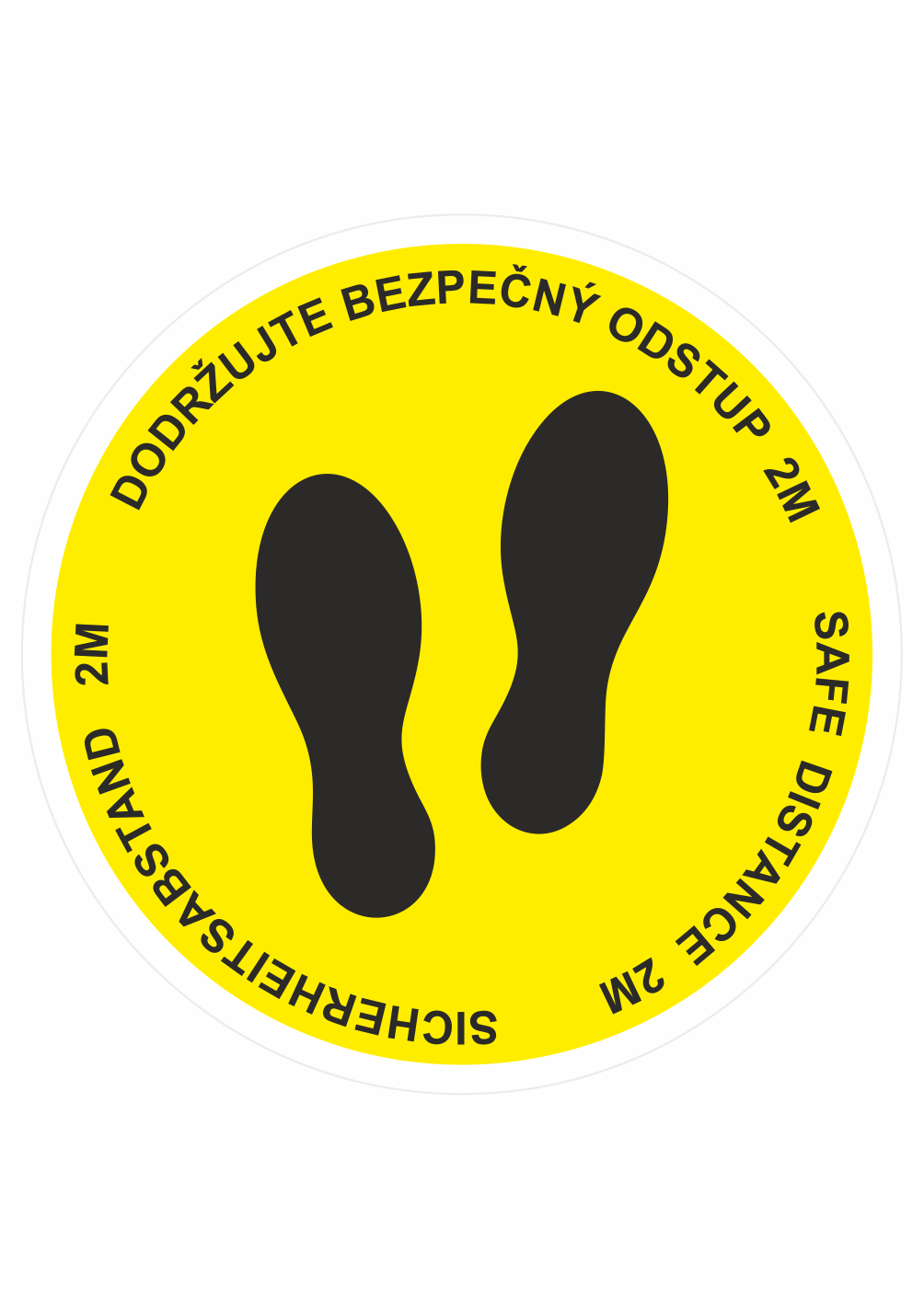 3422300 PROSÍM DODRŽUJTE ODSTUP 2M (CZ, ENG, DE) - žlutá - Obrázek 1