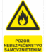 Bezpečnostné značky výstražné - Výstražná značka s textom: Pozor, nebezpečenstvo samovznietenia!