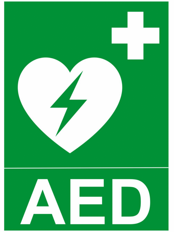 Bezpečnostné značky záchranné - text + symbol: AED