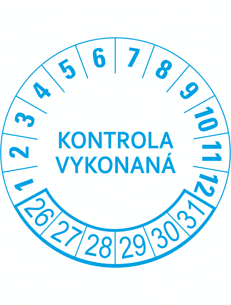 191937-26 Kontrolné a kalibračné značení - Koliesko na 6 rokov: Kontrola vykonaná 26/27/28/29/30/31 (Modré)