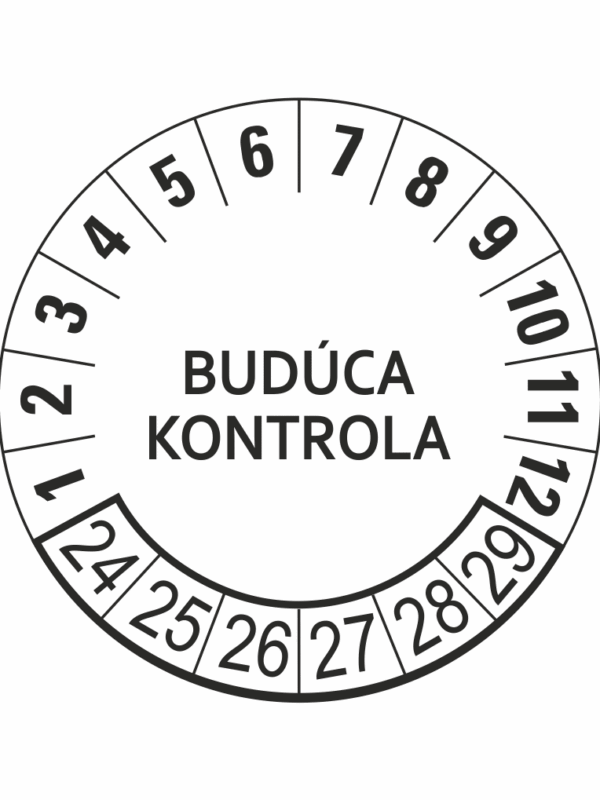 Kontrolné a kalibračné značení - Koliesko na 6 rokov: Budúca kontrola 23/24/25/26/27/28 (Oranžové)