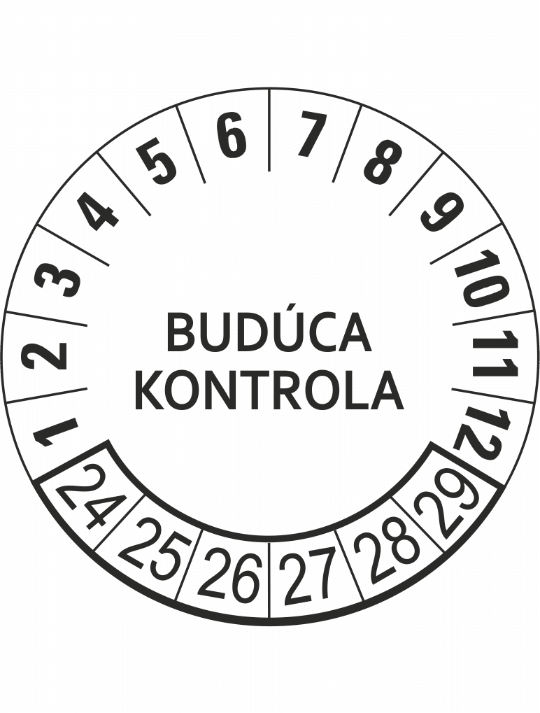 191938-24 Kontrolné a kalibračné značení - Koliesko na 6 rokov: Budúca kontrola 23/24/25/26/27/28 (Oranžové)