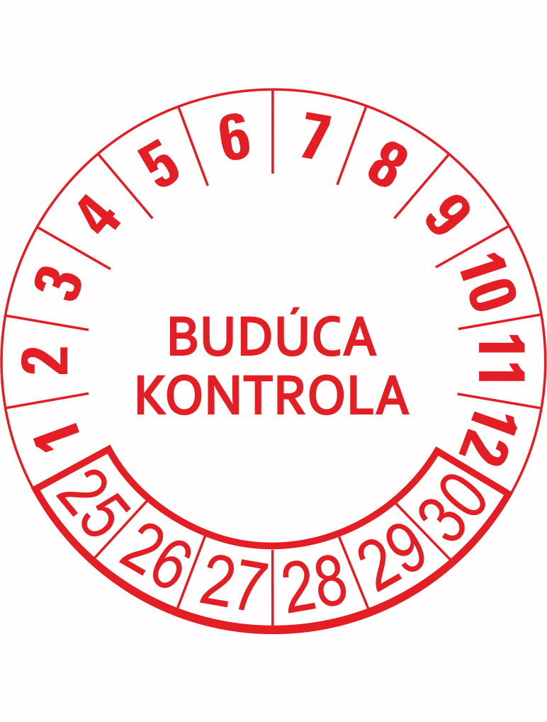191938-25 Kontrolné a kalibračné značení - Koliesko na 6 rokov: Budúca kontrola 23/24/25/26/27/28 (Oranžové)