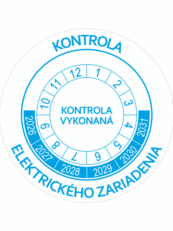 Kontrolné a kalibračné značení - Koliesko na 6 rokov: Kontrola elektrického zariadenia / Kontrola vykonaná 2026-2031 (Modré)