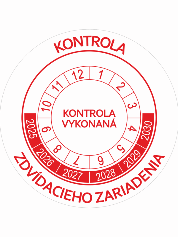 Kontrolné a kalibračné značení - Koliesko na 6 rokov: Kontrola zdvíhacieho zariadenia / Kontrola vykonaná 2025-2030