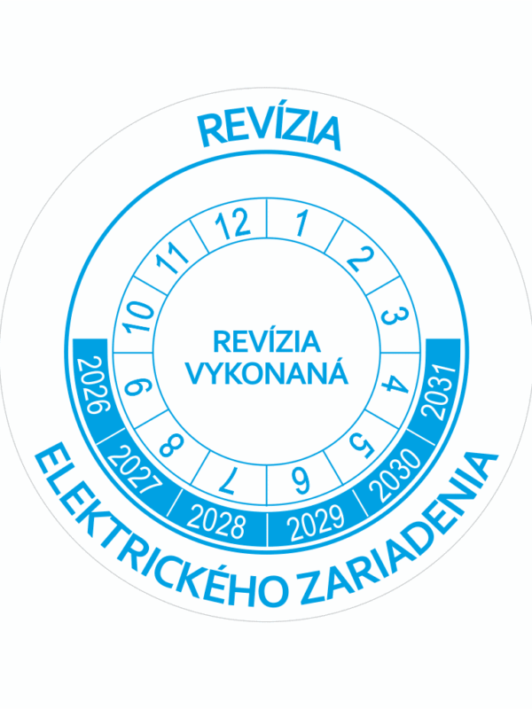 Kontrolné a kalibračné značení - Koliesko na 6 rokov: Revízia elektrického zariadenia / Revízia vykonaná 2026-2031