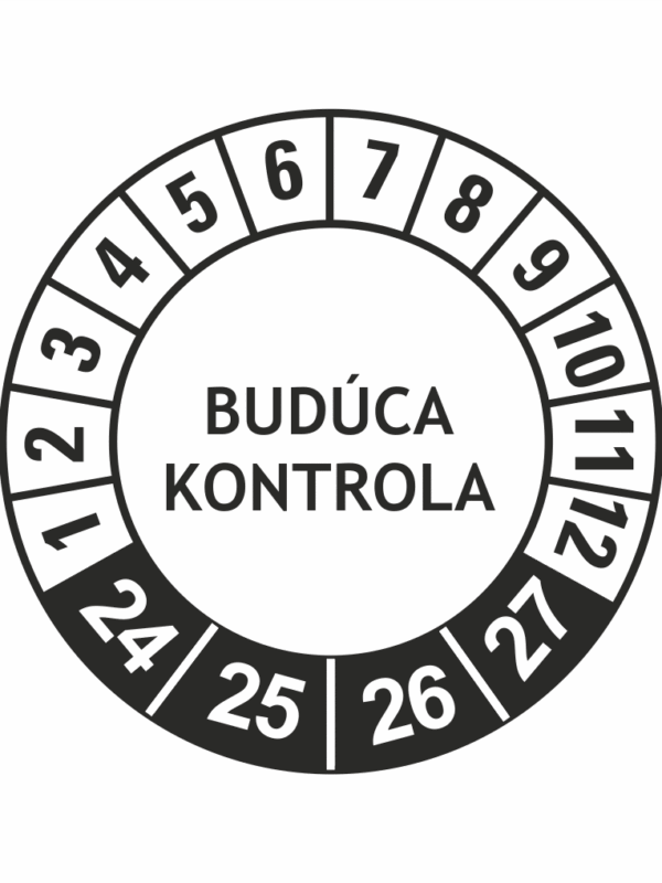 Kontrolné a kalibračné značení - Koliesko na 4 roky: Budúca kontrola 2024/25/26/27 (Čierné)