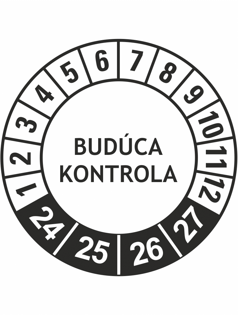 191968-24 Kontrolné a kalibračné značení - Koliesko na 4 roky: Budúca kontrola 2024/25/26/27 (Čierné)