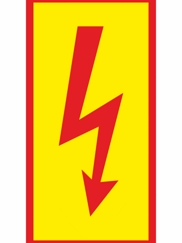 Elektro značenie - Symboly a aršíky: Blesk červený v ramu