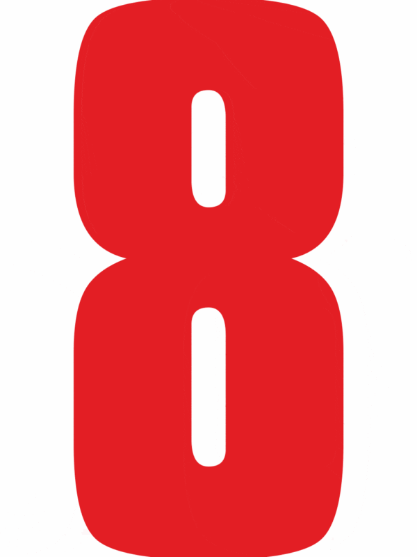 Čísla a písmena - Samolepiace písmena rezana: 8 (Červená)