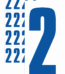 Značky písmen a čísel - Samolepiace tlačené číslo na bielom podklade: 2 (Modré)