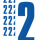 Značky písmen a čísel - Samolepiace tlačené číslo na bielom podklade: 2 (Modré)