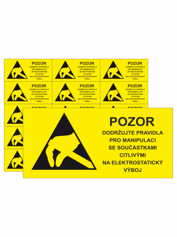 Elektro značenie - ESD značky: Základný symbol + text Pozor