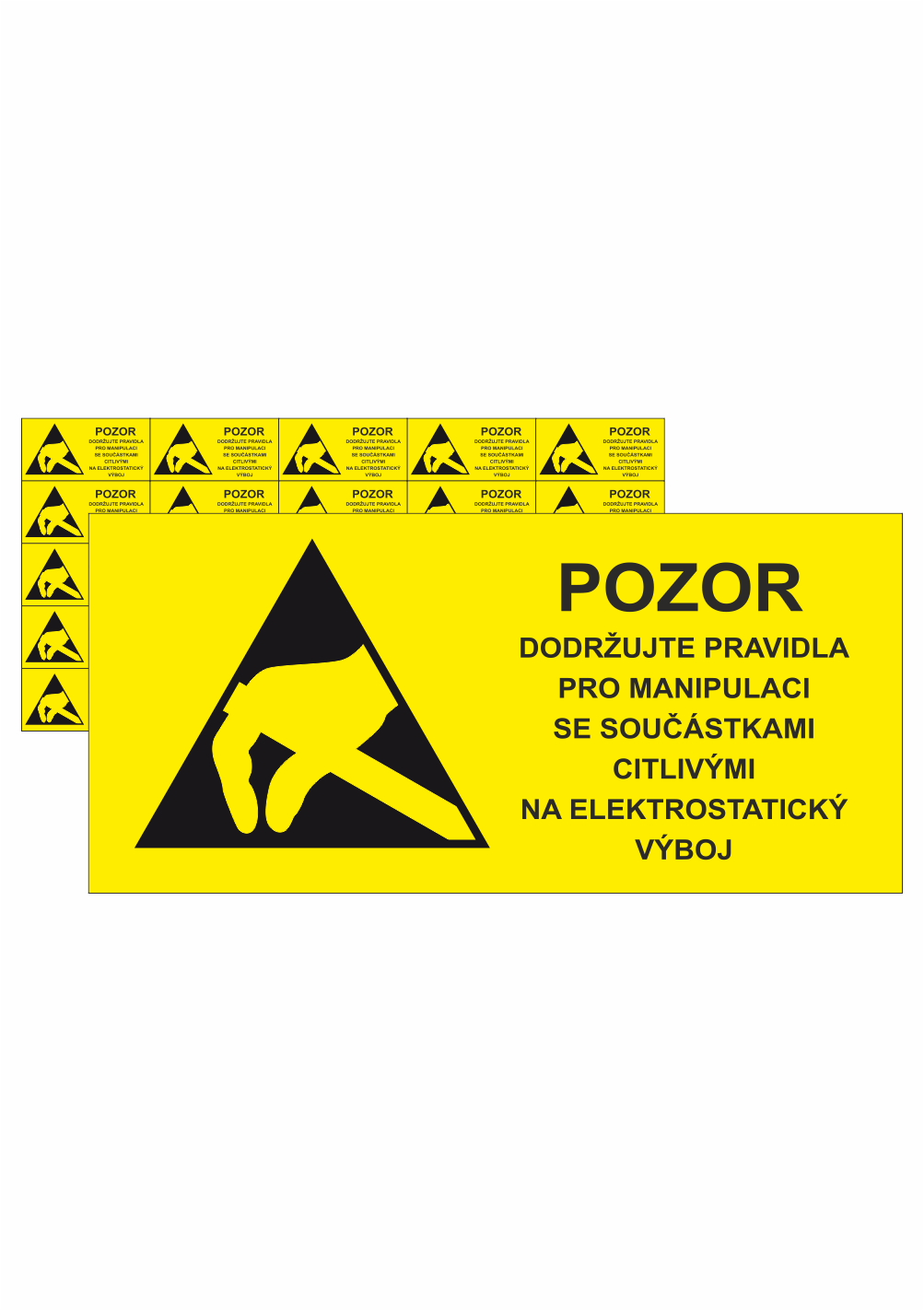esd1005 Elektro značenie - ESD značky: Základný symbol + Pozor a text