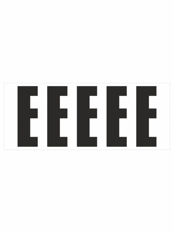 Čísla a písmena - Samolepiace písmena rezana: E (Čierná)