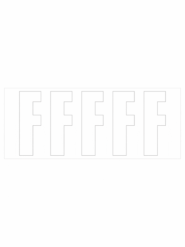Čísla a písmena - Samolepiace písmena rezana: F (Bielé)