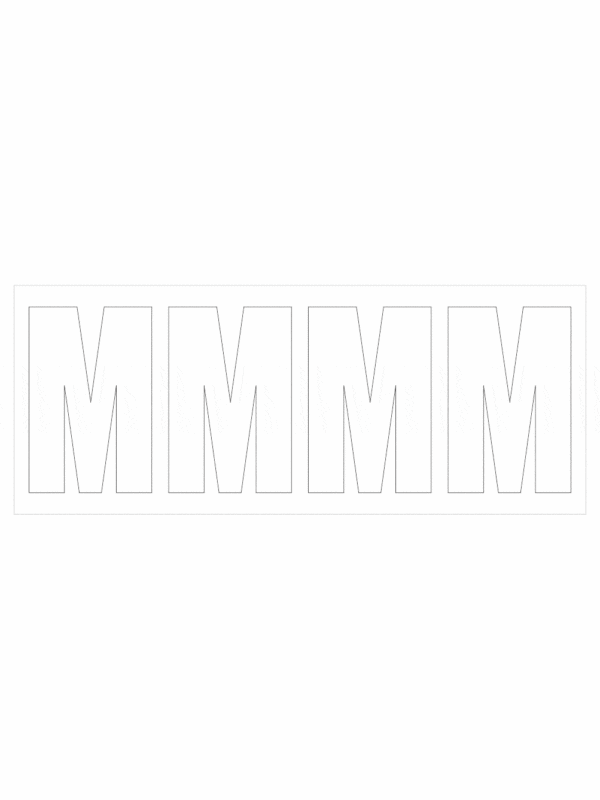 Čísla a písmena - Samolepiace písmena rezana: M (Bielé)