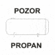 Označenie obalov nebezpečných látok - Tlakové nádoby a plyny: Pozor propan (Text + symbol)