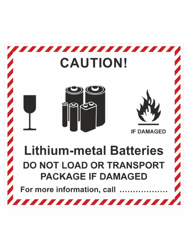 Označenie obalov nebezpečných látok - Prepravné štítky: Caution / Lithium-metal batteries