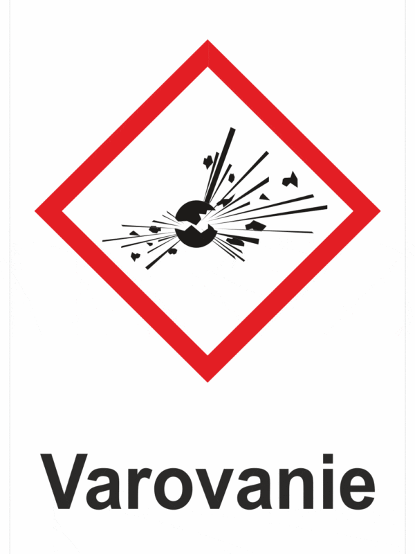 Označenie obalov nebezpečných látok - Výstražné symboly GHS/CLP s textom Varovanie: Výbušné