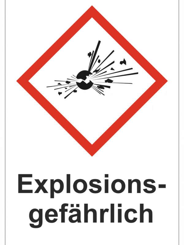 Označenie obalov nebezpečných látok - GHS symboly s textom: Explosions-gefährlich