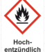 Označenie obalov nebezpečných látok - GHS symboly s textom: Hoch-entzündlich