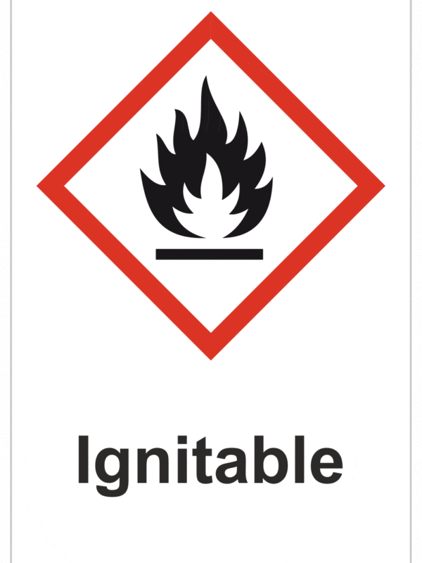 Označenie obalov nebezpečných látok - GHS symboly s textom: Ignitable