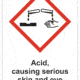 Označenie obalov nebezpečných látok - GHS symboly s textom: Acid, causing serious skin and eye damage