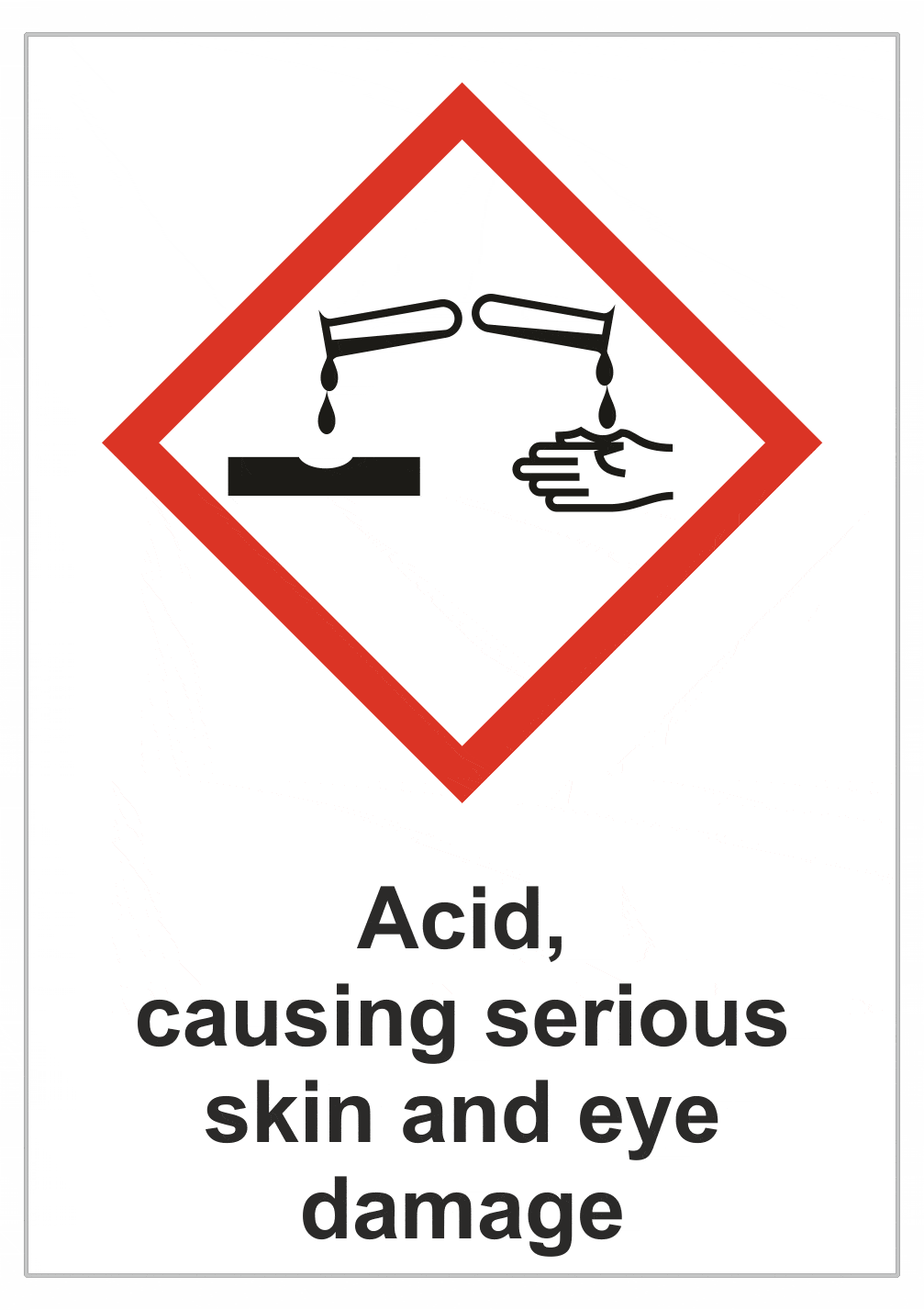 305141en Označenie obalov nebezpečných látok - GHS symboly s textom: Acid, causing serious skin and eye damage