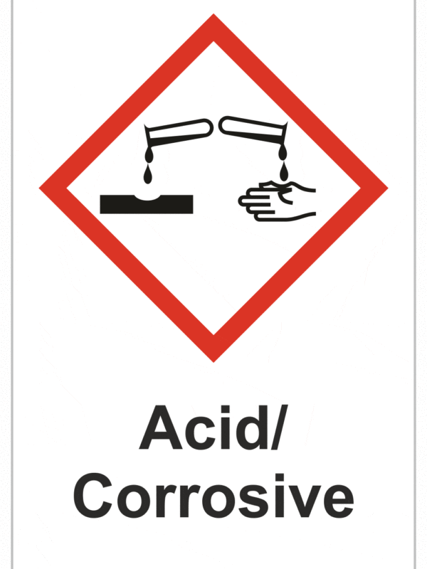 Označenie obalov nebezpečných látok - GHS symboly s textom: Acid / Corrosive
