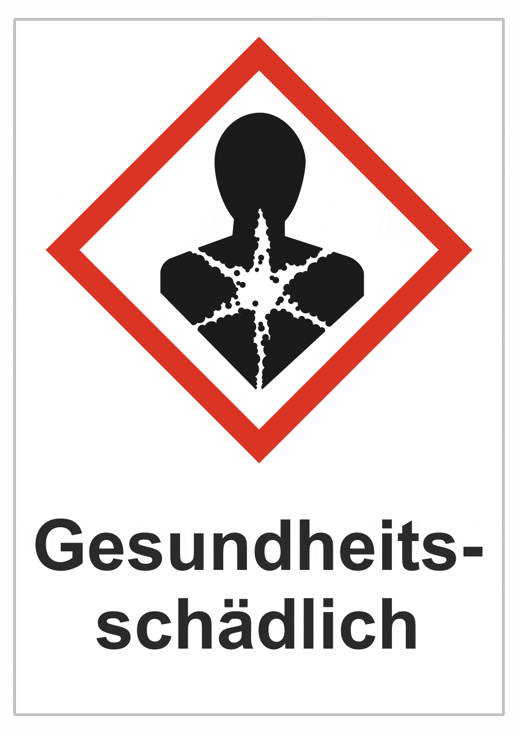 305145de Označenie obalov nebezpečných látok - GHS symboly s textom: Gesundhets-schädlich