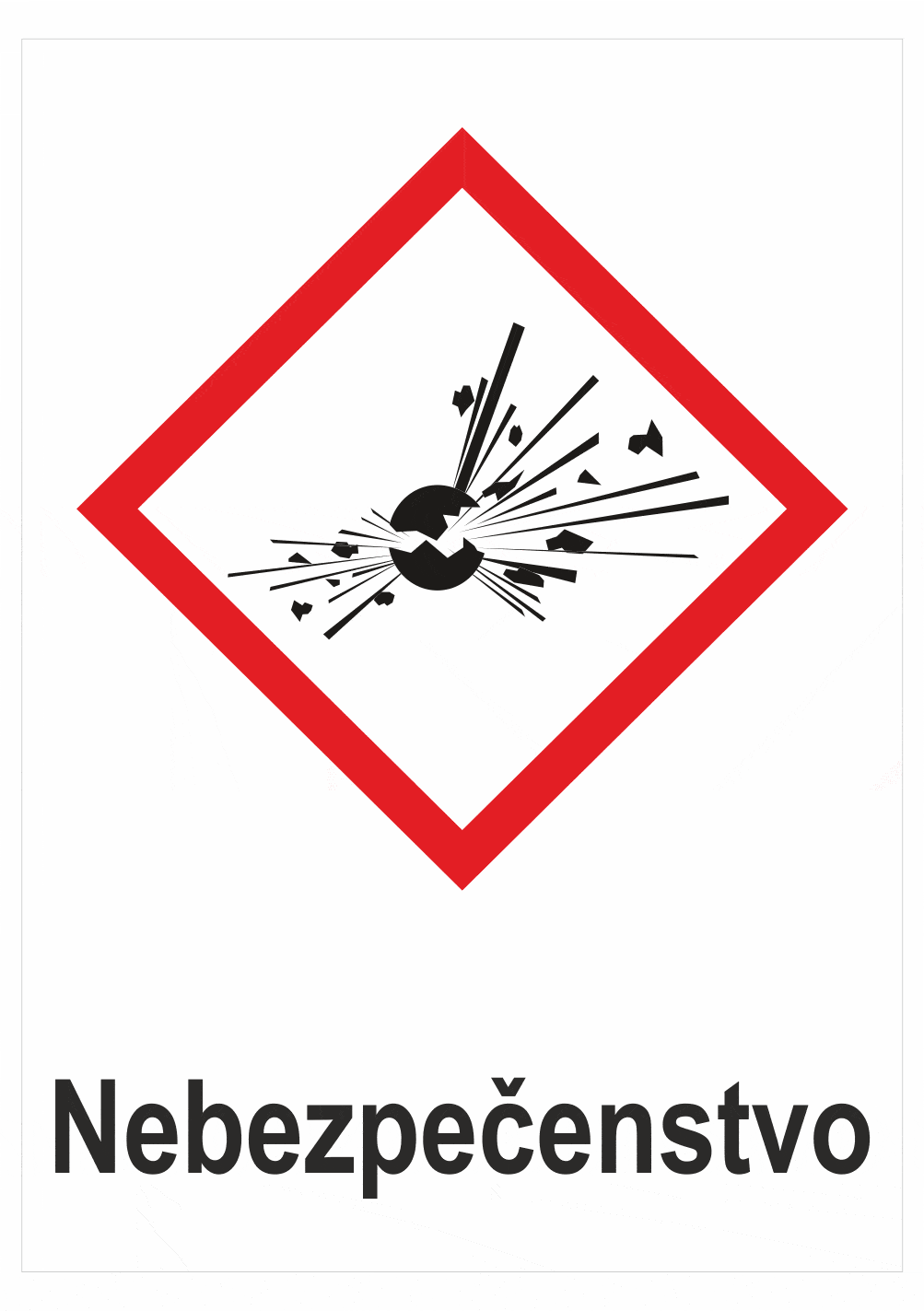 305201 Označenie obalov nebezpečných látok - Výstražné symboly GHS/CLP s textom Nebezpečenstvo: Výbušné