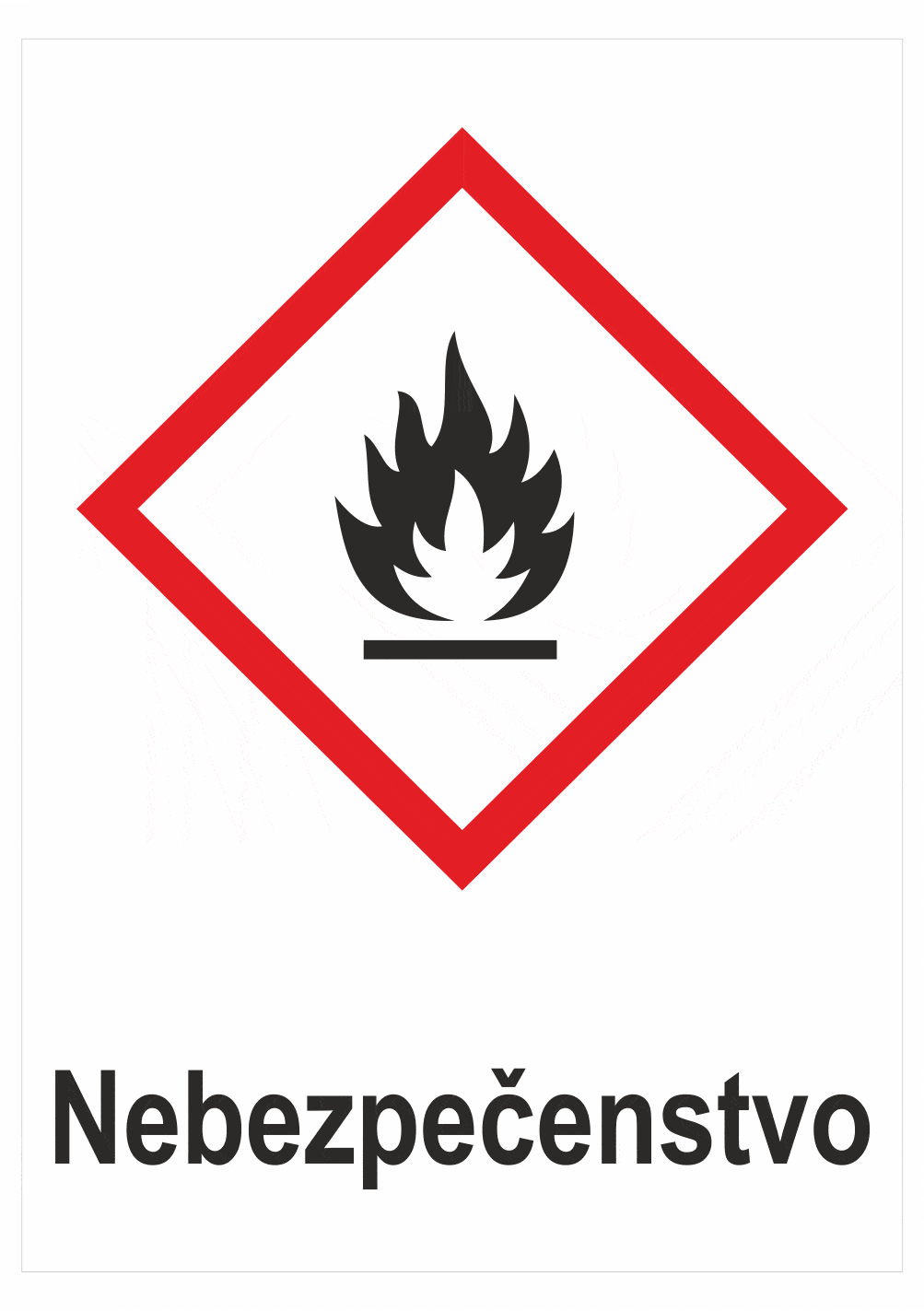 305202 Označenie obalov nebezpečných látok - Výstražné symboly GHS/CLP s textom Nebezpečenstvo: Horľavé