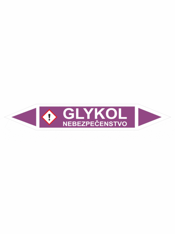 Značenie potrubí - Obojsmerné šípky se symboly: Glykol / Nebezpečenstvo