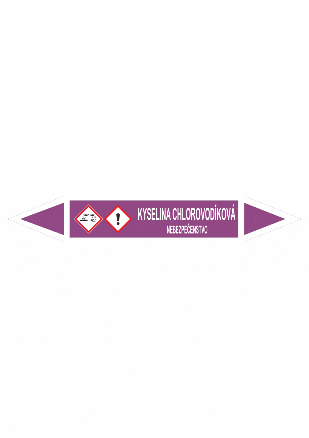 401225 Značenie potrubí - Obojsmerné šípky se symboly: Kyselina chlorovodíková / Nebezpečenstvo