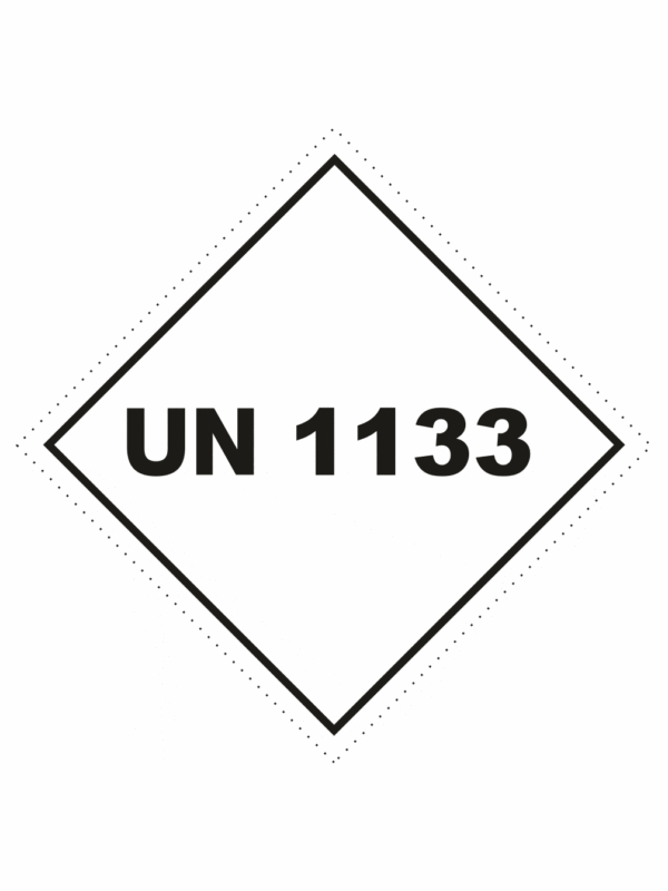 Označenie obalov nebezpečných látok - UN čísla a nápisy: UN 1133 (kosočtverec)