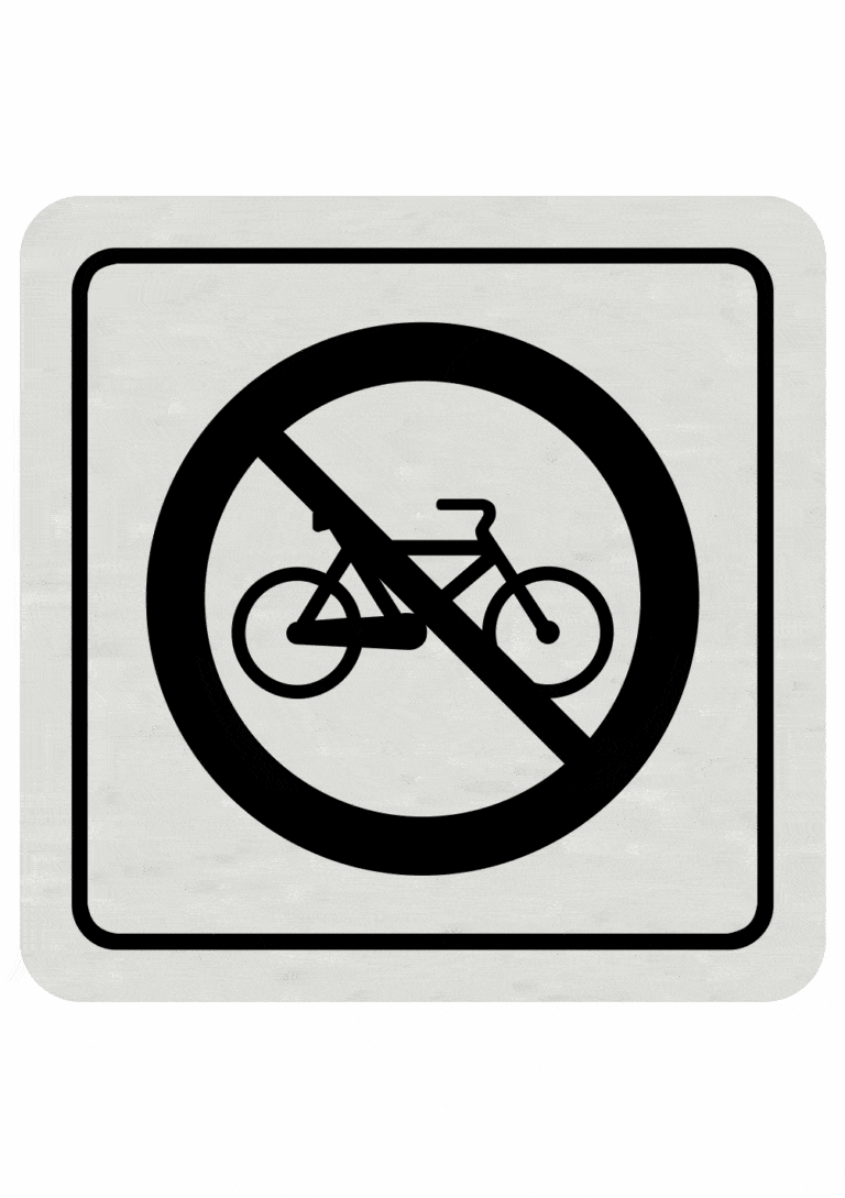 Značenie budov a pristor - Hliníkové piktogramy: Zákaz jazdy na bicykli