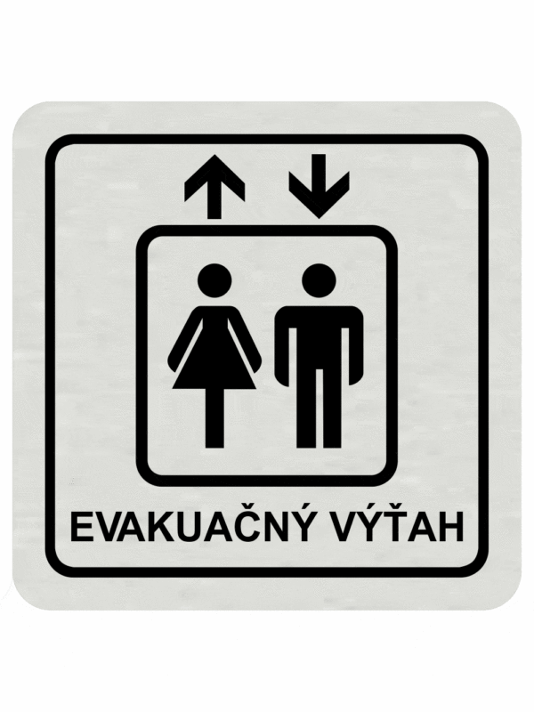 Značenie budov a pristor - Hliníkové piktogramy: Evakuačný výťah