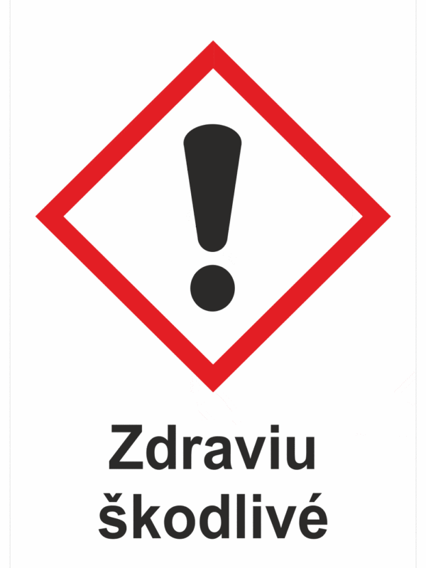 Označenie obalov nebezpečných látok - GHS symboly s textom: Zdraviu škodlivé