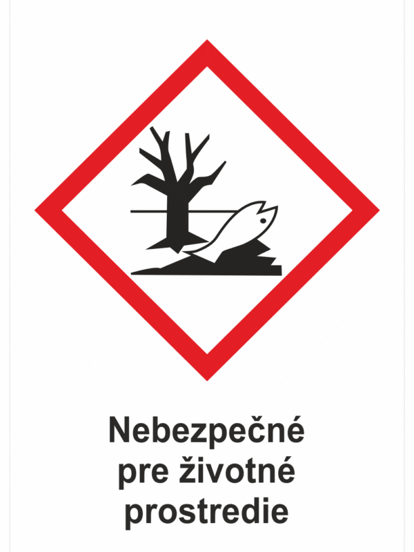 Označenie obalov nebezpečných látok - GHS symboly s textom: Nebezpečné pre životné prostredie