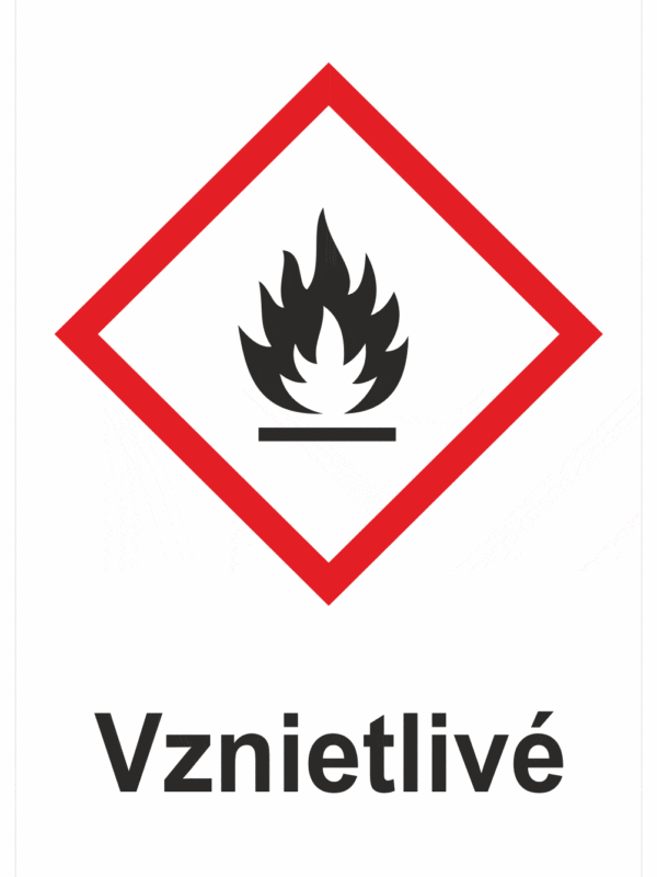 Označenie obalov nebezpečných látok - GHS symboly s textom: Vznietlivé