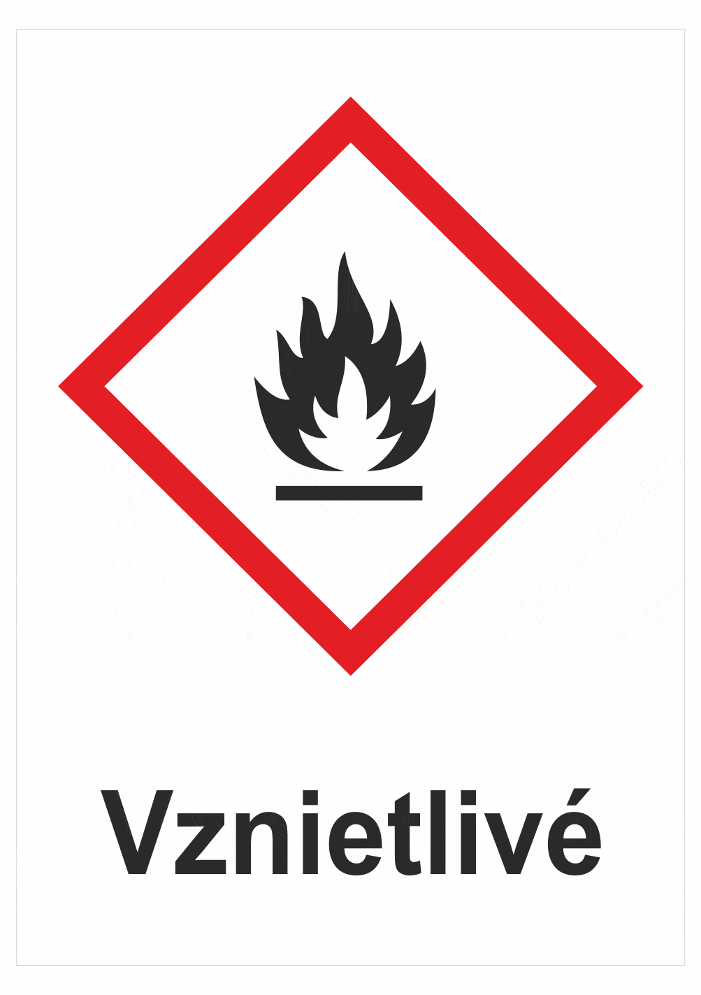 sk305138 Označenie obalov nebezpečných látok - GHS symboly s textom: Vznietlivé