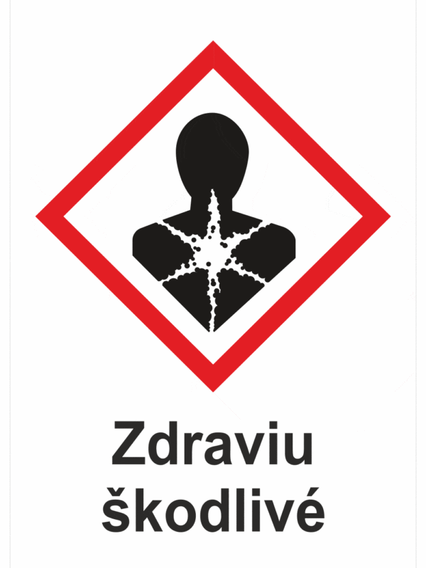 Označenie obalov nebezpečných látok - GHS symboly s textom: Zdraviu škodlivé