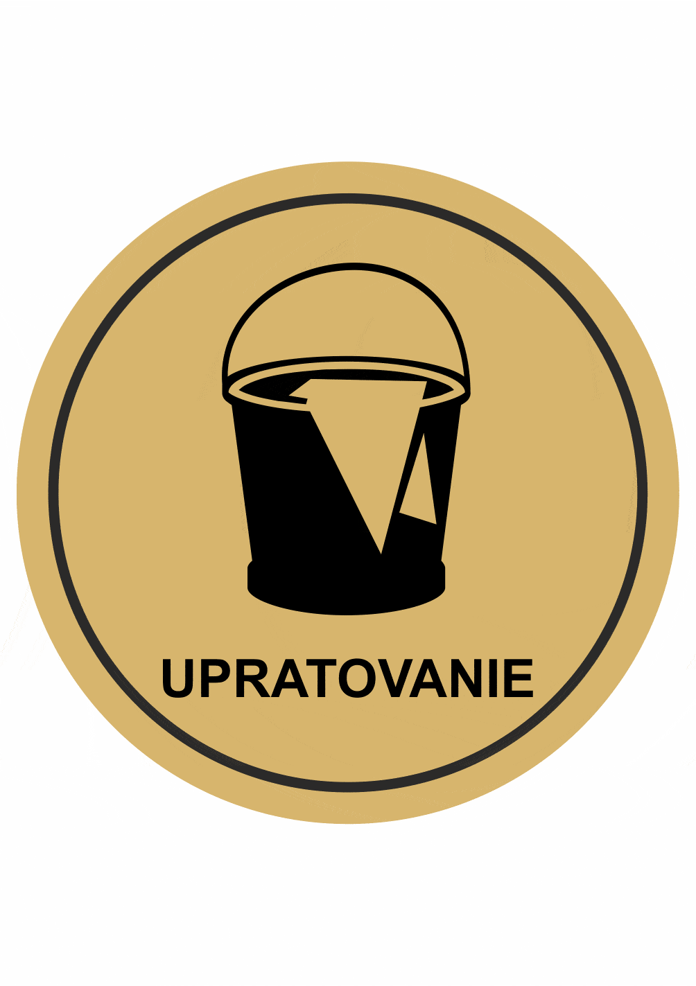 skpict111g Značenie budov a pristor - Piktogramy na zlatej samolepiacej fólii: Upratovanie