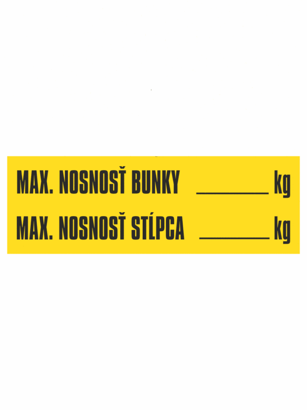 Značenie budov a priestorov - Značenie regálov: Max. nosnosť buňky (kg) / Max. nosnosť stĺpca (kg)