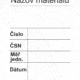 Značenie budov a priestorov - Značenie materiálov: Názov materiálu / Číslo / ČSN / Měř. jedn. / Dátum
