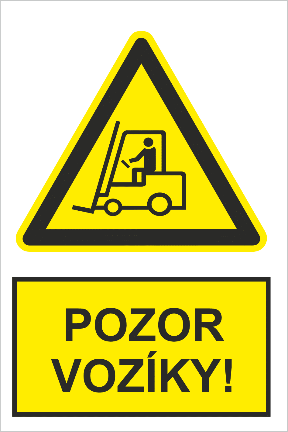 sk200501 Bezpečnostné značky výstražné - Výstražná značka s textom: Pozor vozíky!