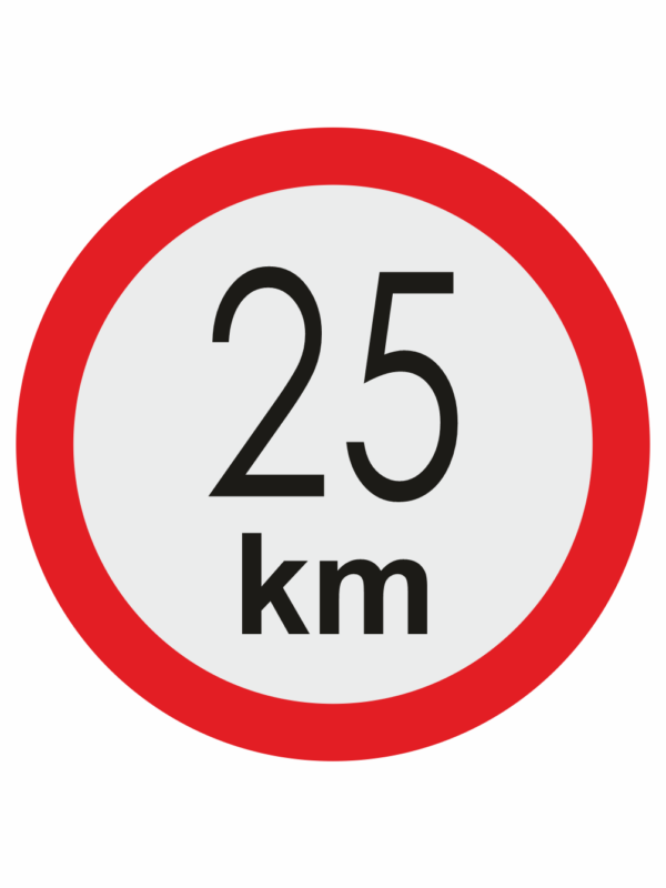 Značenie vozidel - Označenie najvyššej povolenej rýchlosti: 25 km