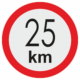 Značenie vozidel - Označenie najvyššej povolenej rýchlosti: 25 km